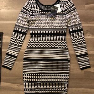 BRAND NEW Black and White Patterned Dress